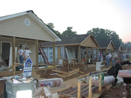 Row of houses under construction